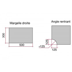 Kit margelle en pierre reconstituée plate 2,5 cm 4,5 x 8,5 ml gris anthracite