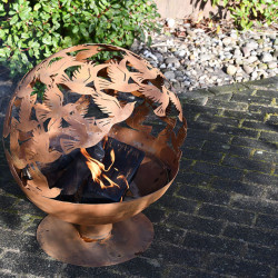 Brasero de jardin en acier corten 56 x 58,8 x 64,3 cm motifs oiseaux