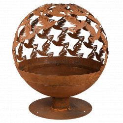 Brasero de jardin en acier corten 56 x 58,8 x 64,3 cm motifs oiseaux