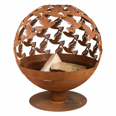 Brasero de jardin en acier corten 56 x 58,8 x 64,3 cm motifs oiseaux