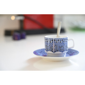 Tasse pour petit déjeuner en porcelaine 5 cl, bleue