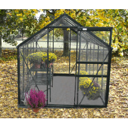 Serre de jardin en verre trempé 5,76 m2 gris anthracite