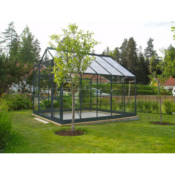 Serre de jardin en verre trempé 7,42 m2 gris anthracite