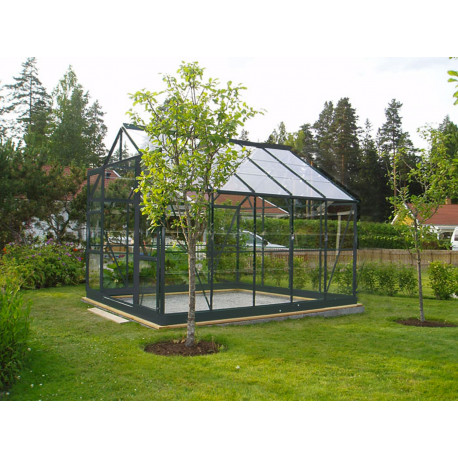 Serre de jardin en verre trempé 7,42 m2 gris anthracite