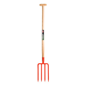 Fourche à bêcher 4 dents en acier et manche frêne enT 95 cm - POLET