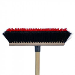 Balai de rue 30 cm PVC rouge et noir manche frêne 140 cm - POLET