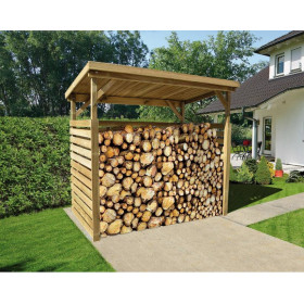 Abri bûches en pin traité en autoclave - 114 x 216 x 204 cm