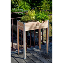 Carré potager rectangulaire en bois Douglas non traité sur pieds - 65 x 30 x 80 cm