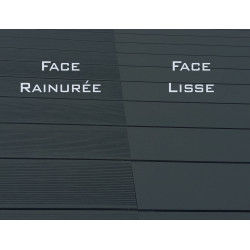 Lame de terrasse alvéolaire réversible composite - 260 x 14,6 x 2,4 cm – Gris Anthracite