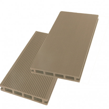 Lame de terrasse alvéolaire réversible composite - 260 x 14,6 x 2,4 cm – Beige