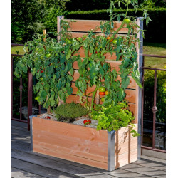 Jardinière avec palissade en bois pour potager – 75 x 35 x 136 cm