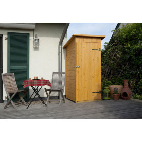 Armoire de jardin avec porte en épicéa brut et toit en bois massif - 83 x 85 x 195 cm