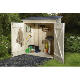 Abri de jardin en épicéa avec double porte et toit en appentis - 163 x 85 x 190 cm