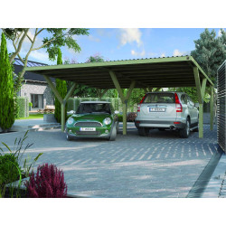 Carport garage double avec un toit en acier 588 x 362 x 250 cm - Superficie 21,29 m²