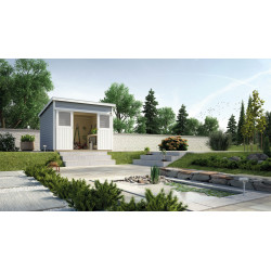 Abri de jardin en épicéa de couleur gris - 209 x 295 x 238 cm – 6,16 m² - Toiture membrane