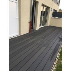 Lame de terrasse alvéolaire réversible composite - 260 x 14,6 x 2,4 cm – Gris Anthracite