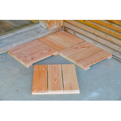 Lot de 4 dalles carrées en bois Douglas non traité - 37 x 37 x 3.8 cm