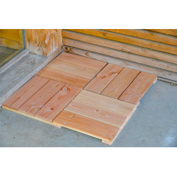 Lot de 4 dalles carrées en bois Douglas non traité - 37 x 37 x 3.8 cm