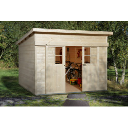 Abri de jardin en épicéa aspect brut - 209 x 295 x 238 cm - 6 m² - Toiture membrane