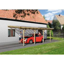 Pergola en pin traité autoclave avec toit en PVC de 16 m² - 579 x 279 x 271 cm