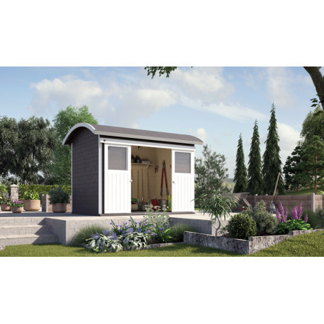 Abri de jardin arrondi en bois d’épicéa – 209 x 295 x 248 cm – 5,96 m² - Toiture membrane 