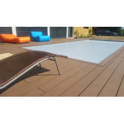 Lame de terrasse pleine en composite réversible - 260 x 14 x 2 cm - Couleur chocolat