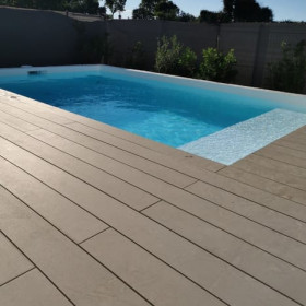 Lame pleine pour terrasse en composite réversible - 260 x 14 x 2 cm – Couleur beige