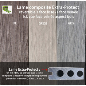 Lame alvéolaire coextrudée en composite réversible– 260 x 14,5 x 2,1 cm – Grège