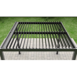 Pergola bioclimatique autoportée en aluminium avec lames orientables manuellement – 4 x 3 m – 12 m²