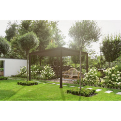 Pergola bioclimatique autoportée en aluminium avec lames orientables manuellement – 300 x 300 x 250 cm – 9 m² - Gris anthracite