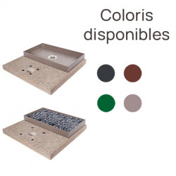 Socle en ciment avec récipient en métal pour galets – 40 x 40 x 5 cm – 4 coloris disponibles