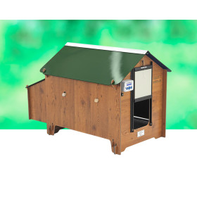 Poulailler en HPL aspect bois Bergame – Capacité 4 à 6 poules – 131 x 84 x 87 cm