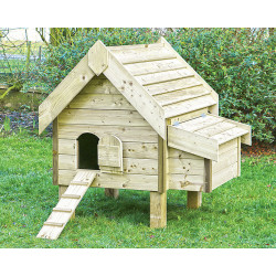 Poulailler Ardennais grand modèle en bois traité autoclave épais – Capacité 4 à 7 poules – 128 x 111 x 135 cm