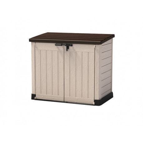 Coffre de rangement en résine Sio Max Beige et Marron avec toit plat - Contenance 1200 L – 145,5 x 82 x 125 cm