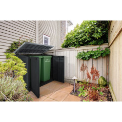 Coffre de rangement en résine Sio Max noir avec toit plat - Contenance 1200 L – 145,5 x 82 x 125 cm