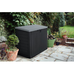 Coffre de rangement en résine Sio Max noir avec toit plat - Contenance 1200 L – 145,5 x 82 x 125 cm