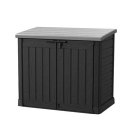 Coffre de rangement en résine Sio Max noir avec toit plat - Contenance 1200 L – 145,5 x 82 x 125 cm