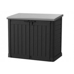 Coffre de rangement en résine Sio Max noir avec toit plat - Contenance 1200 L – 145,5 x 82 x 125 cm