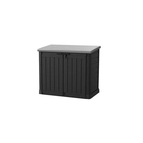 Coffre de rangement en résine Sio Max noir avec toit plat - Contenance 1200 L – 145,5 x 82 x 125 cm