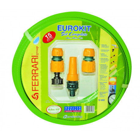 Kit d’arrosage jardin avec tuyau d’arrosage 15m - Connecteur de robinet - Raccords et mini-lance Kit d’arrosage jardin avec tuyau d’arrosage 15m - Connecteur de robinet - Raccords et mini-lance