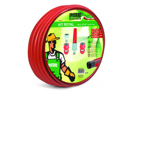 Pack Tuyau d’arrosage tressé de 15 m. - Diamètre intérieur 12,5 mm avec raccords rapides et lance réglable