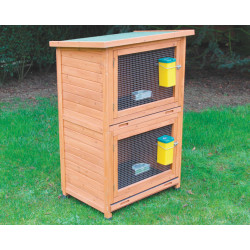 Clapier Campagne en bois lasuré – Capacité 2 à 4 lapins – 70 x 57 x 115 cm