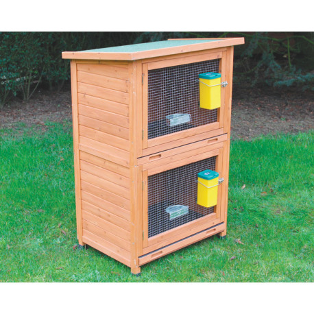 Clapier Campagne en bois lasuré – Capacité 2 à 4 lapins – 70 x 57 x 115 cm