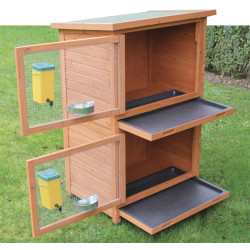 Clapier Campagne en bois lasuré – Capacité 2 à 4 lapins – 70 x 57 x 115 cm