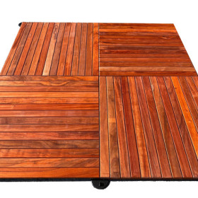 Dalle de terrasse en bois exotique Padouk – 100 x 100 x 3,8 cm