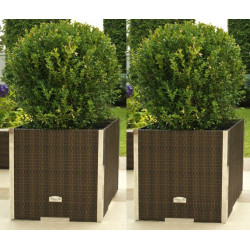 Jardinière en résine tressée carrée avec cadre en aluminium – 46 x 46 x 46 cm – Disponible en 11 coloris