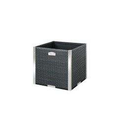 Jardinière en résine tressée carrée avec cadre en aluminium – 46 x 46 x 46 cm – Disponible en 11 coloris