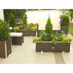 Jardinière en résine tressée rectangulaire avec cadre en aluminium – 108 x 39 x 43 cm – Disponible en 11 coloris