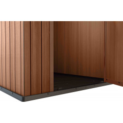 Abri de jardin en résine Darwin de couleur marron bois naturel - 125,8 x 184, 5 x 205 cm – 2,3 m² 
