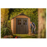 Abri de jardin en résine Woodium marron aspect bois - 228 x 223,5 x 252 cm - 5 m²